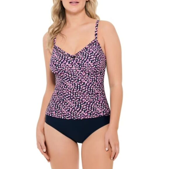 NEW Colorful Sz 12 Adjustable Straps Built in Bra 1 Pc Swimsuit CHRISTINA BLUE - Picture 1 of 5